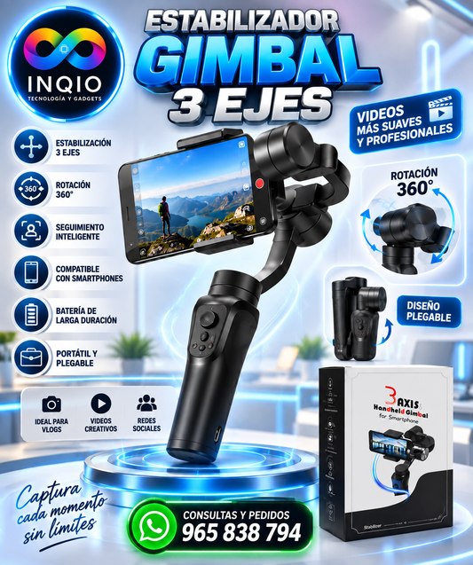 Gimbal 3 Ejes para Celular 📱 | Estabilizador Profesional 360°