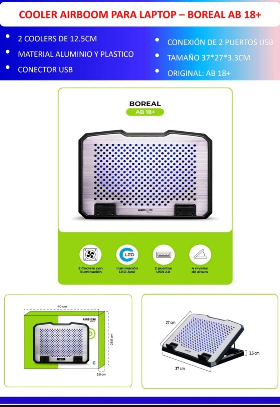 Cooler base de aluminio