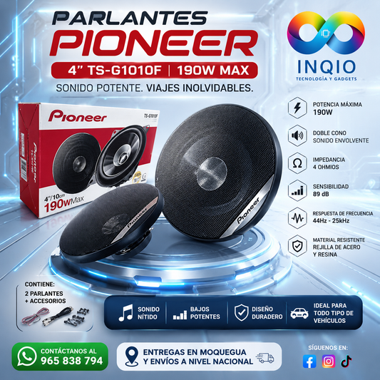 Parlantes Pioneer 4” 190W Max TS-G1010F | Doble Cono Car Audio Alta Potencia