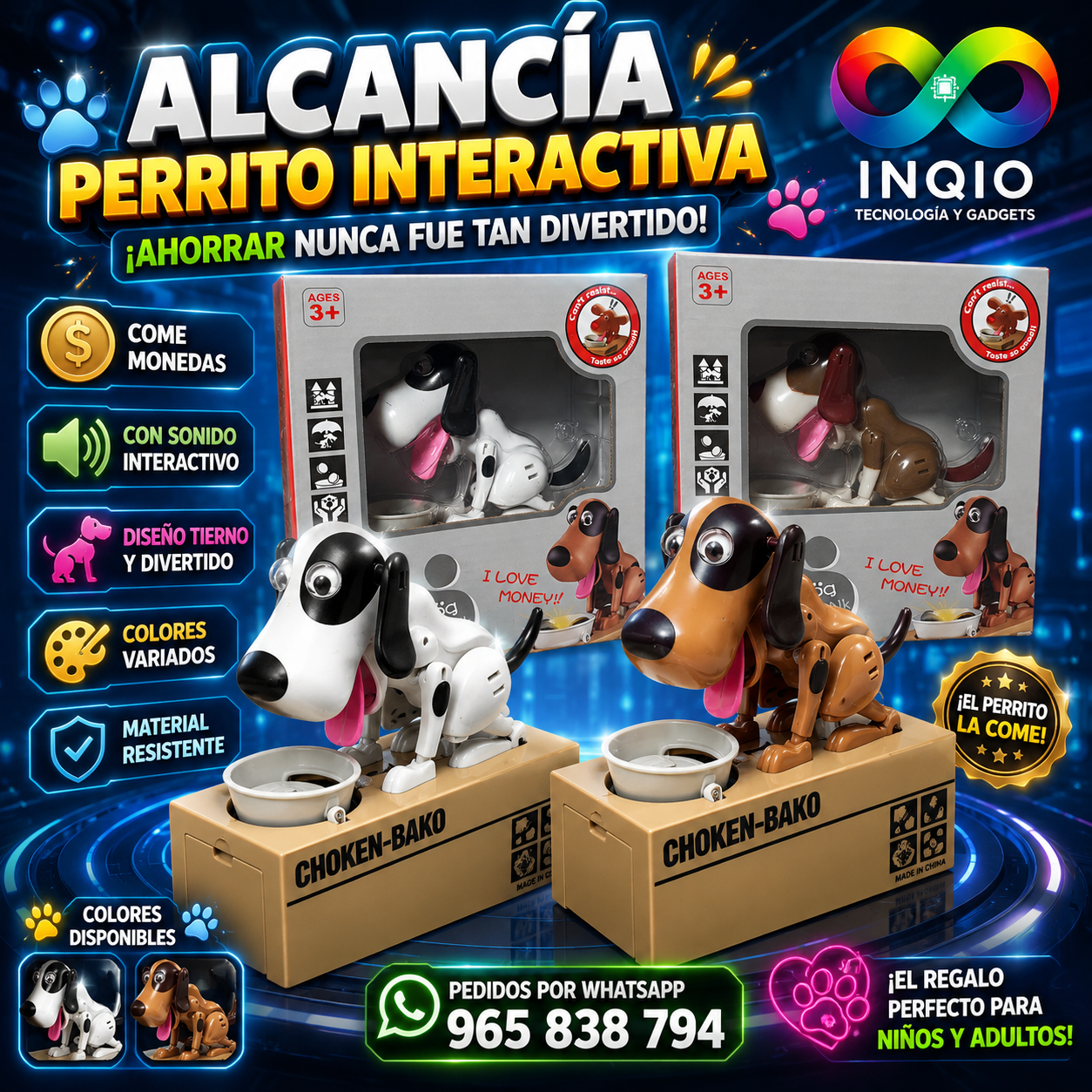 🐶 Alcancía Perrito Interactiva Come Monedas con Sonido | Juguete de Ahorro