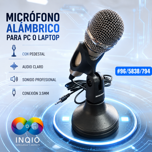Micrófono Alámbrico para PC o Laptop 🎙️ con Pedestal | Audio Claro y Profesional