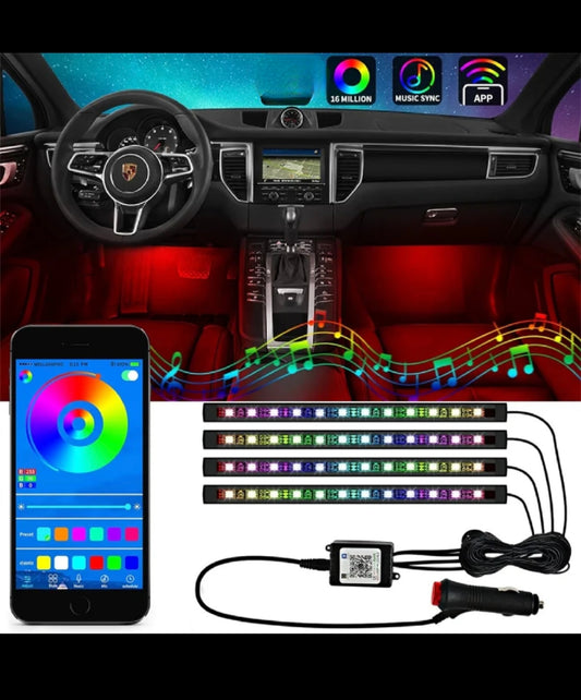 🚗 Luces LED para Interior de Auto con Bluetooth – Ilumina tu Viaje con Estilo y Tecnología 💡🎶